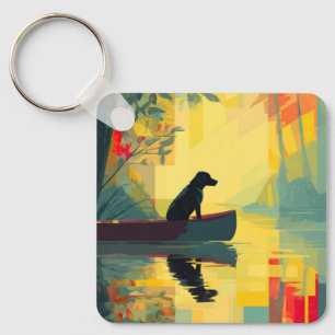 Natuur Minimalistische Zwarte Labrador Kano Sleutelhanger