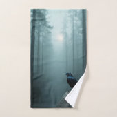 Natuur Mistige Bos Vogel Ravens en Kraaien Bad Handdoek (Handdoek)