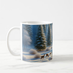 Natuur mok, hert, winters landschap, wildlife koff koffiemok
