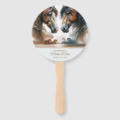 Natuur Mooie Bruine Paarden Trouwprogramma Handwaaier (Voorkant)