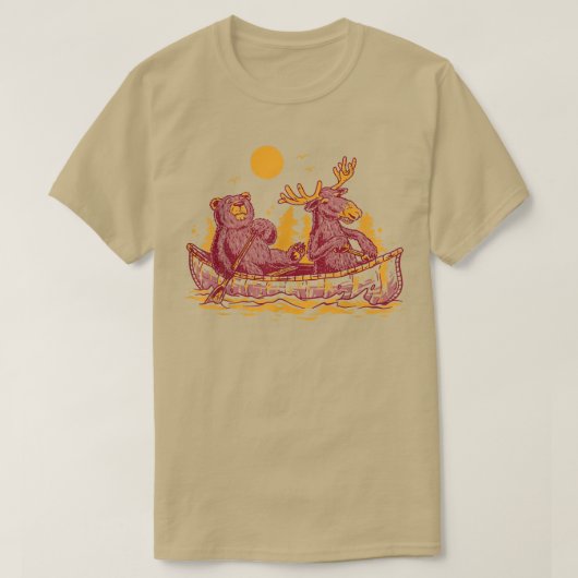 Natuur Moose Forest Beer Canoe T-shirt (Design voorkant)