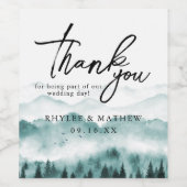 Natuur Mountain Pine Trees Hartelijk dank Wijn Etiket (Enkel label)