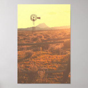 Natuur Mountain South Africa ZA Wind Pump Poster