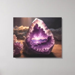 Natuur Mountain Sunrise Crystal Amethyst Canvas Afdruk