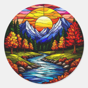 Natuur Mozaïek Kunst Design – Elegante Schilderach Ronde Sticker