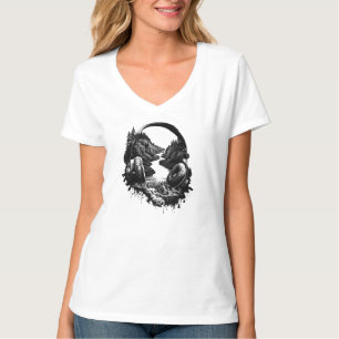 Natuur muziekhoofdtelefoon - Zwart-wit Artistiek T-shirt