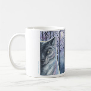 "Natuur Nights Wolf & Snowy Owl" Originele Art Mok