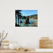 Natuur Oregon Coast Sunny Beach Rocks Foto Poster (Keuken)