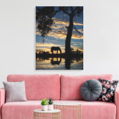 Natuur Paarden en Pond Landschap Canvas Afdruk (Insitu (Woonkamer))