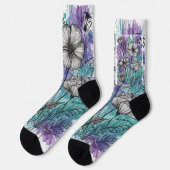 Natuur Palet: Paarse, Blauwgroen en Blauwe pracht Sokken (Links)