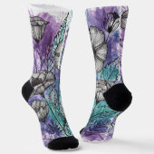 Natuur Palet: Paarse, Blauwgroen en Blauwe pracht Sokken (Gebogen)