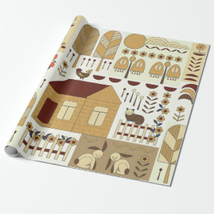 Natuur patroon, katoenkern, tuinieren. Omheining, Cadeaupapier