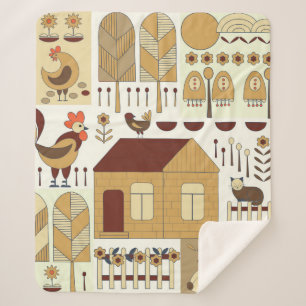 Natuur patroon, katoenkern, tuinieren. Omheining, Sherpa Deken