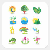 Natuur pictogrammen vierkante sticker (Voorkant)