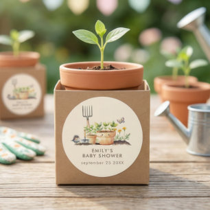 Natuur Planten Little Sprout Baby shower Ronde Sticker