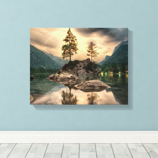 Natuur reizen - Landschap in het gebergte Canvas Afdruk (Insitu (Houten vloer))