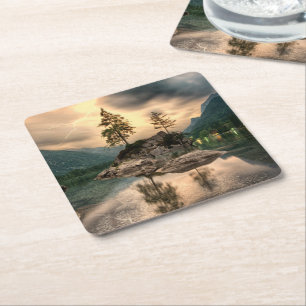 Natuur reizen - Landschap in het gebergte Vierkante Kartonnen Onderzetter