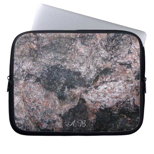 Natuur rockroze textuur met Initialen Laptop Sleeve (Voorkant)