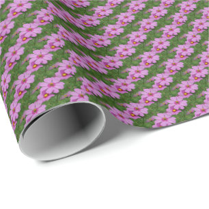 Natuur roze kosmos Flowers Patroon Cadeaupapier