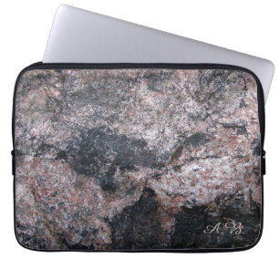 Natuur roze rottextuur met Initialen Laptop Sleeve