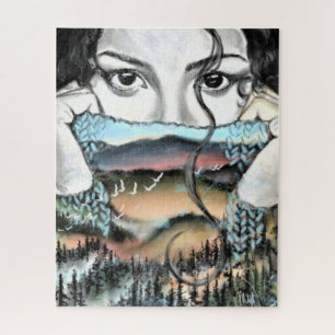 Natuur samenvoegen Puzzle Woman Feeling - Schilder Legpuzzel