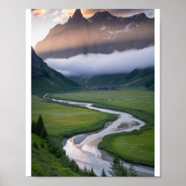 Natuur scène poster wandkunst | Bergbos