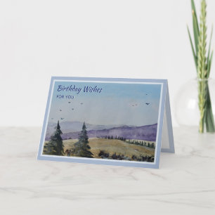 Natuur Scene Waterverf Birthday Greetings Kaart