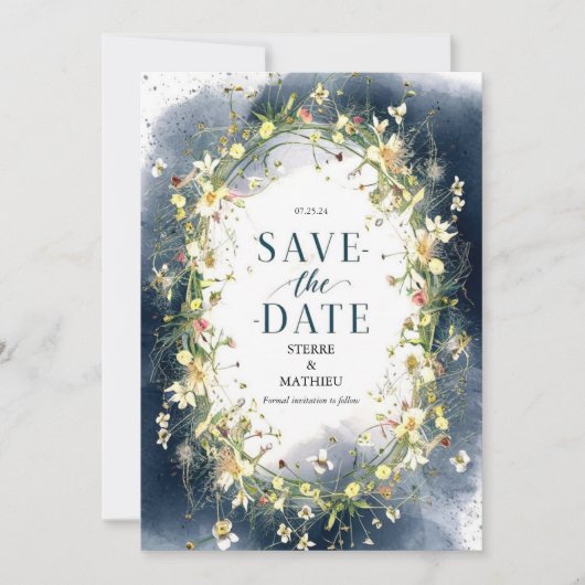Natuur Script Wildflower bruiloft Save The Date (Voorkant)
