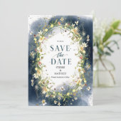 Natuur Script Wildflower bruiloft Save The Date (Staand voorkant)