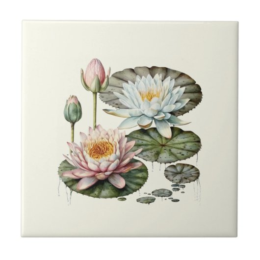 Natuur Style Water Lily Ceramic Tegel Tegeltje (Voorkant)