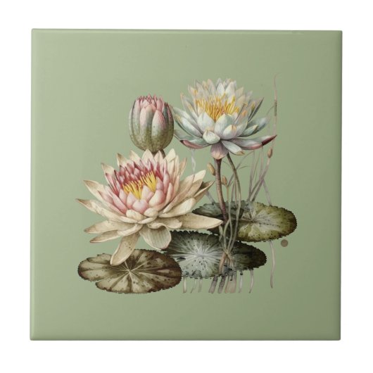 Natuur Style Water Lily Ceramic Tegel Tegeltje (Voorkant)