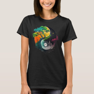 Natuur Taoisme Yin Yang Symbool op Zen Taijitu Yin T-shirt