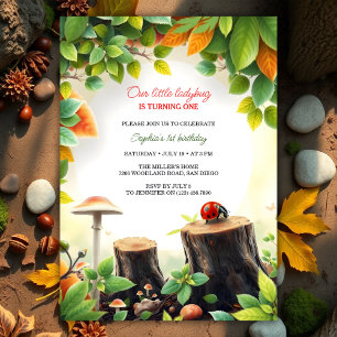 Natuur-thema Woodland lieveheersbeestje meisje 1e Kaart