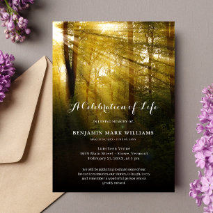 Natuur Trees Marble Celebration of Life Funeral Kaart