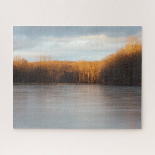Natuur Twilight Winter Lake New York Legpuzzel