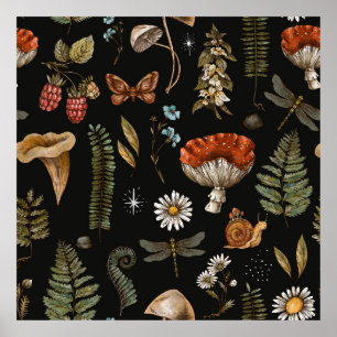 natuur van bossen naadloos. Amanita Poster