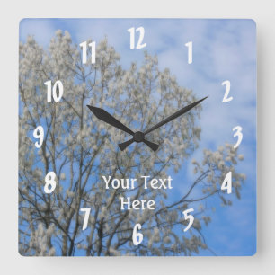 Natuur van de blauwe hemel (White Poplar Tree Blue Vierkante Klok