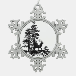 Natuur van de Steg Deer Tree Forest Animal Silhoue Tin Sneeuwvlok Ornament