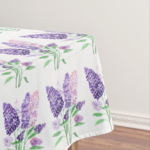 Natuur van de Waterverf van Lilacs Purple Flowers Tafelkleed