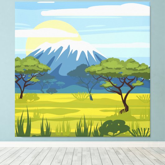 Natuur van het Afrikaanse landschap Savannah Wild Canvas Afdruk (Insitu (Houten vloer))