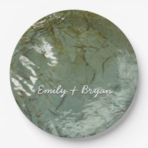 Natuur van Rock Slab met waterdekking Papieren Bordje