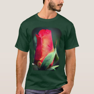 Natuur van rode gele rosebud Floral T-shirt