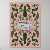 Natuur van Salmon PNW Fir Ferns Berries Forest Fag Poster (Voorkant)