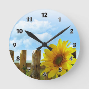 Natuur van zonnebloemen ronde klok