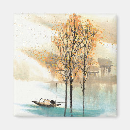 Natuur Village Painting Magneet