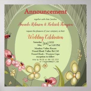 Natuur voor afspelen: bloemen en ladybird poster