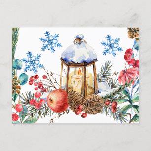 Natuur voor kerstWaterverf Boscollage Briefkaart