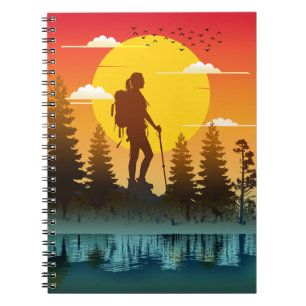 Natuur Vrouwen Wandelen Zonsondergang Notitieboek