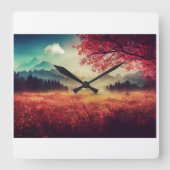 Natuur wandklok vierkante klok (Voorkant)