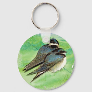 Natuur waterverf Barn Swallow Sleutelhanger